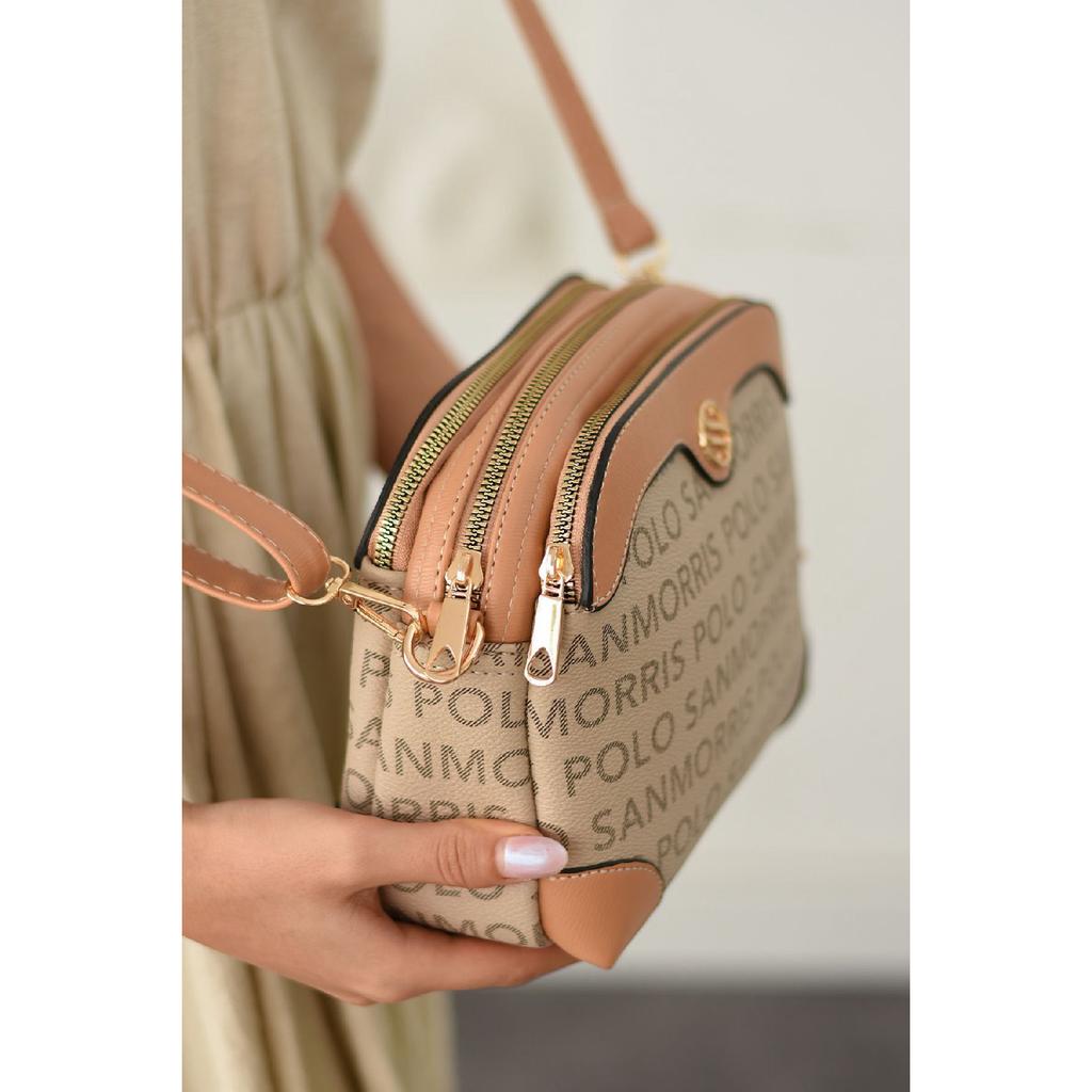 Verstellbare Schulter- und Umhängetasche für Damen mit Kreuzriemen und 4 Fächern