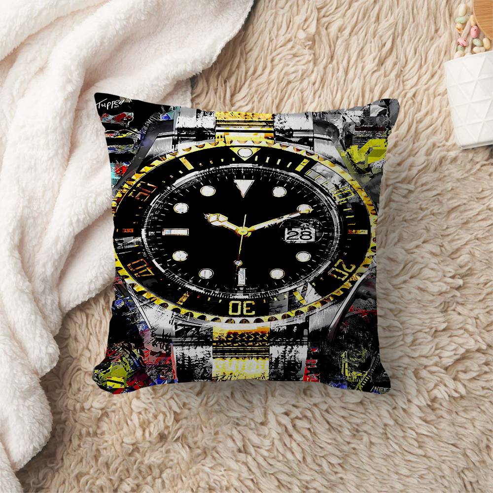 Time Is Money Watch Street Graffiti Pillow Cover Design Cushion Cover Decor Holiday Decorati