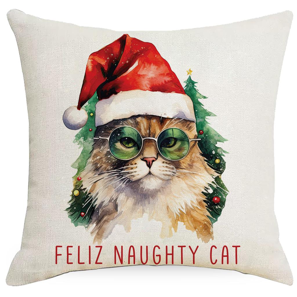 Christmas Cat Pillowcase Sofa Decoration Pillowcase Nordic Simple Modern Christmas Day