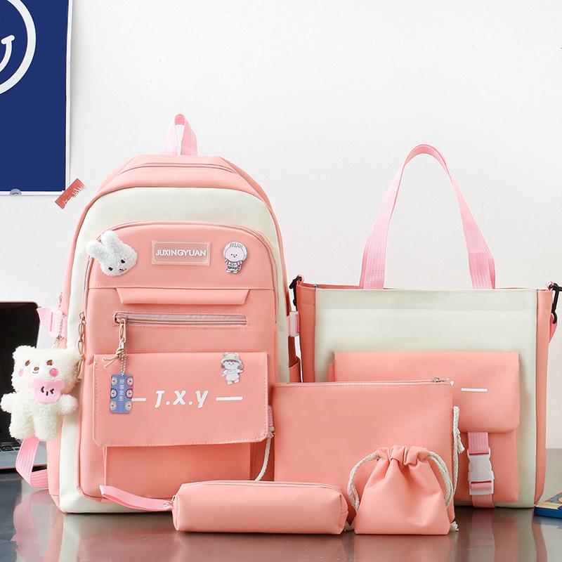 Primary School Boys Five Piece Set Junior High School Students High School Students Backpack Female College Students Backpack