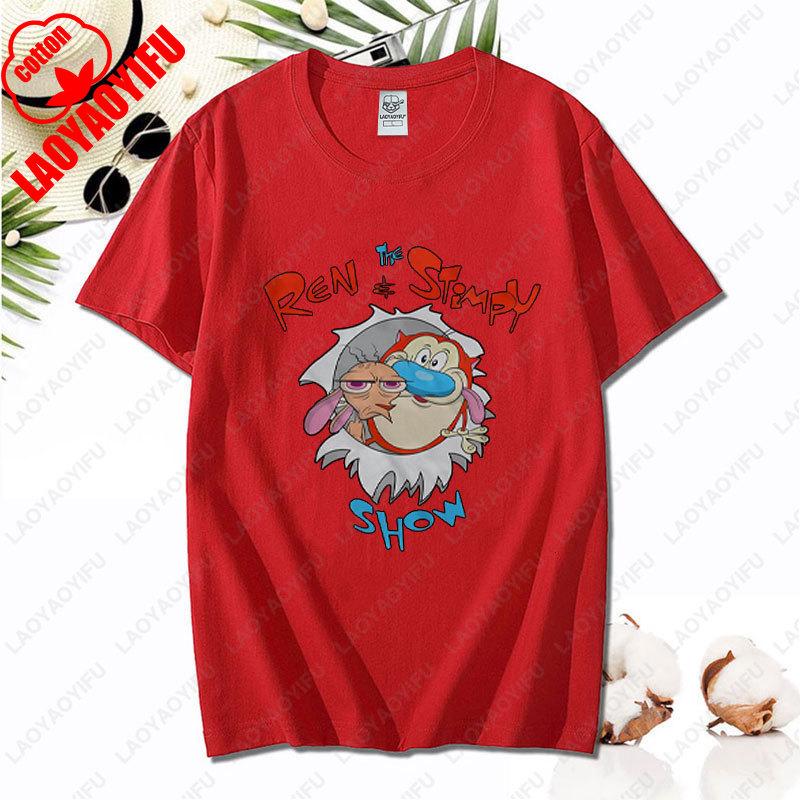 90s Ren Stimpy Show Nicktoons Nickelodeon TV Cartoon Tshirt New Style Nostalgia Childhood Tops Unisex Adult Clothing Cotton Tees