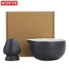 Black pottery Matcha Set Traditional Matcha Tea Set Whisk and Bowl Measuring Spoon Japanese Manual Matcha Making For Starter