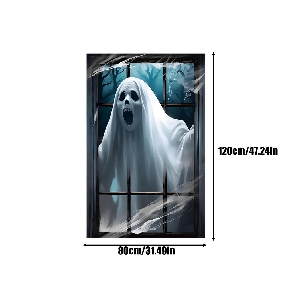 Ghost Window Cover Halloween Female Ghost Window Clings Holiday Door Poster Home Decor For Apartment Porch Outdoor Interior