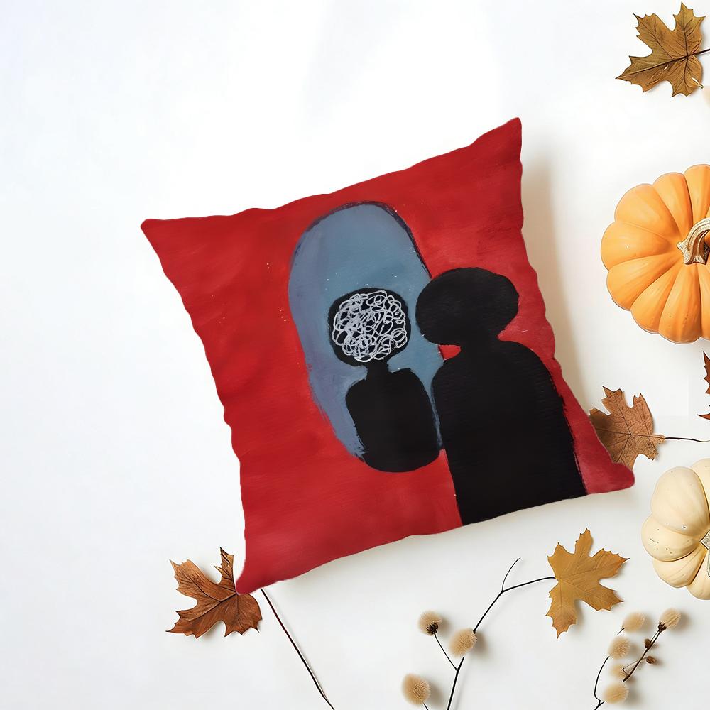 Emotional Outlet Art Painting Cushion Cover Washable Linen Pillowcase Soft  for Daily Sofa Bed Home Room Decor