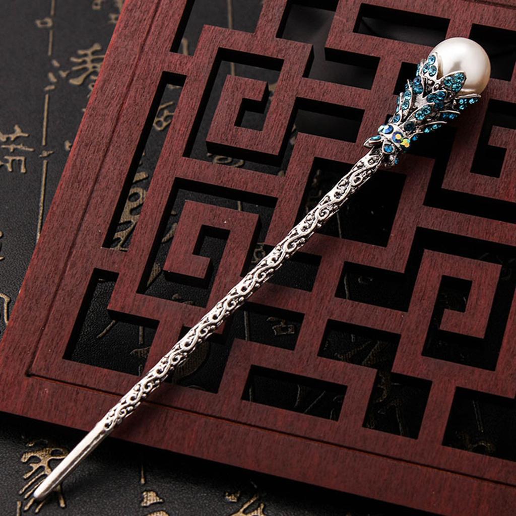 Vintage Haarnadel mit Strasssteinen, chinesischer Stil, Hochzeitskopfschmuck für dickes lockiges Haar, Styling-Dekoration