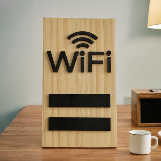 Yousheng Wifi Sign Tabletop Wooden WIFI Password Sign Wireless Network Display Board for Restaurant Supermarket Office Home Bar Coffee Dorms