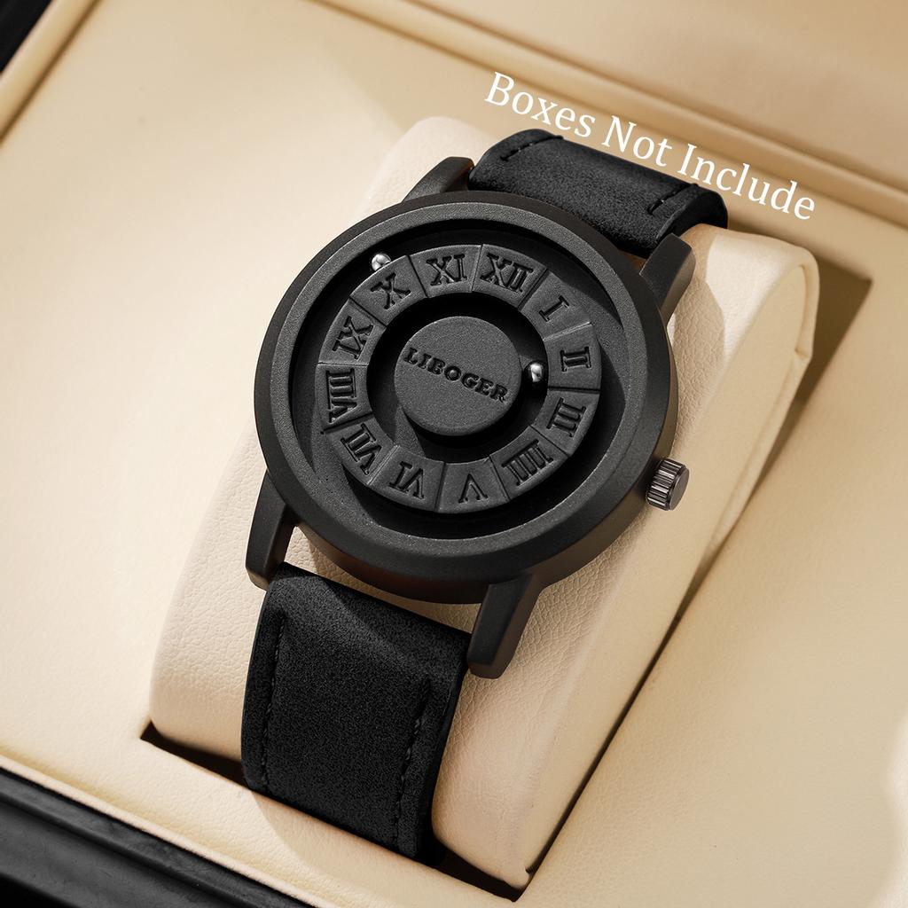 Fashion Magnetic Suspension Men Sports Watches Casual Leather Strap Mens Quartz Wristwatches Reloj Hombre