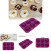 6 Cavity Silicone Donut Baking Pan Donut Chocolate Mold Microwave Freezer Safe(Purple)