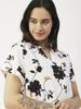 Moomaya Printed V-Neck Long Tops For Women, Short Sleeve Regular Fit Shirt