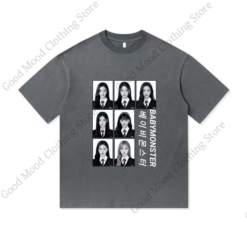 BABYMONSTER Fans T Shirt Kpop RAMI AHYEON RORA ASA RUKA CHIQUITA PHARITA Print Tshirt Unisex Women Cotton Short Sleeve Tee Tops