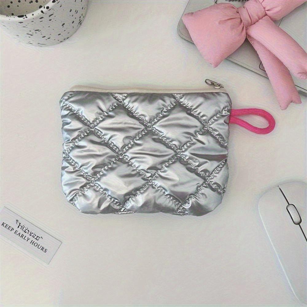 Silver Lingge Bow Pattern Coin Purses Small Canvas Coin Wallet Lady Girls Earphone Coin Key Money Storage Bag Zipper Pouch