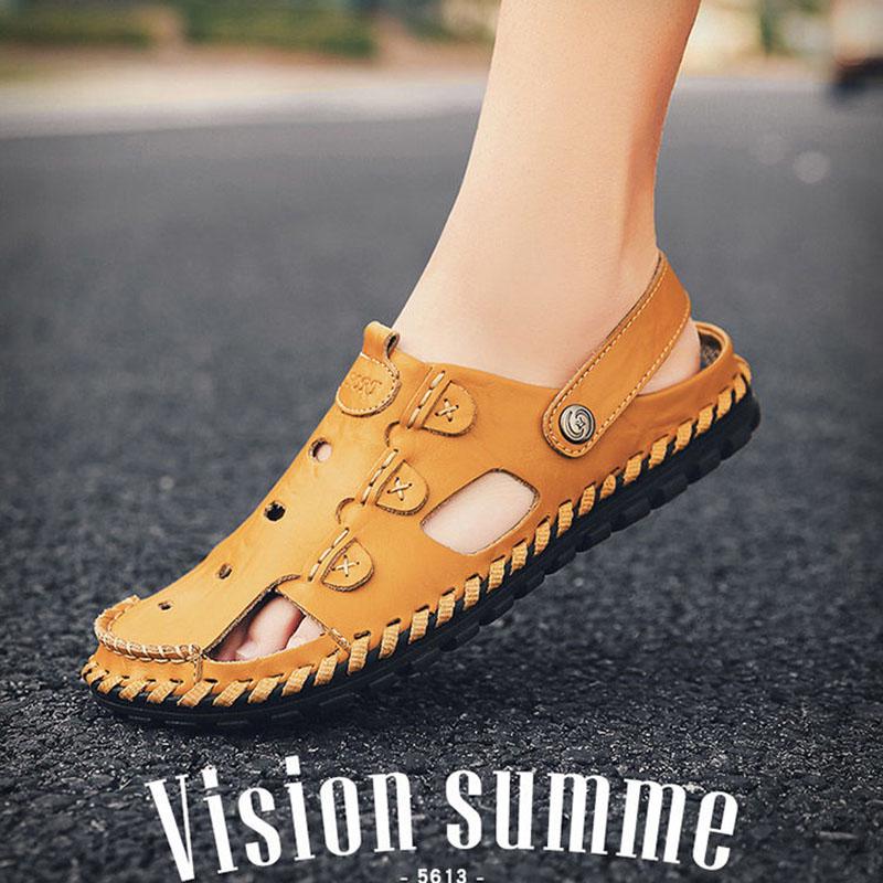 Sandalias de verano Hombre Cuero Clásico Sandalias Romanas 2020 Zapatillas  al aire libre Zapatillas de playa Chanclas de goma hombres Sandalias de  trekking acuático - comprar a precios bajos en la tienda