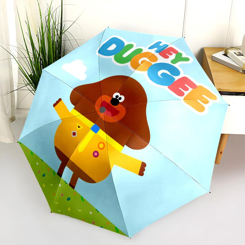 Hey Duggee  Pattern, Automatic Folding Umbrella, Portable and Foldable Design, 8 Ribs, a Christmas or Birthday Gift.