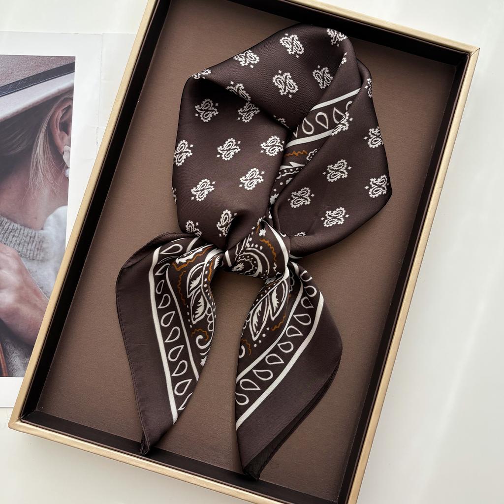 Women New Silk Feeling Square Scarf Shawl Design Paisley Neck Scarves Wrap Head Kerchief Hair Band Lady Bandana Ties