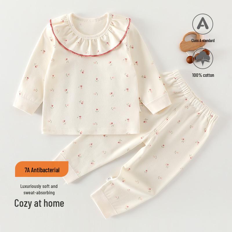 Newborn Pure Cotton Two-Piece Set: Soft Velvet Pullover and Pants for All-Seasons
