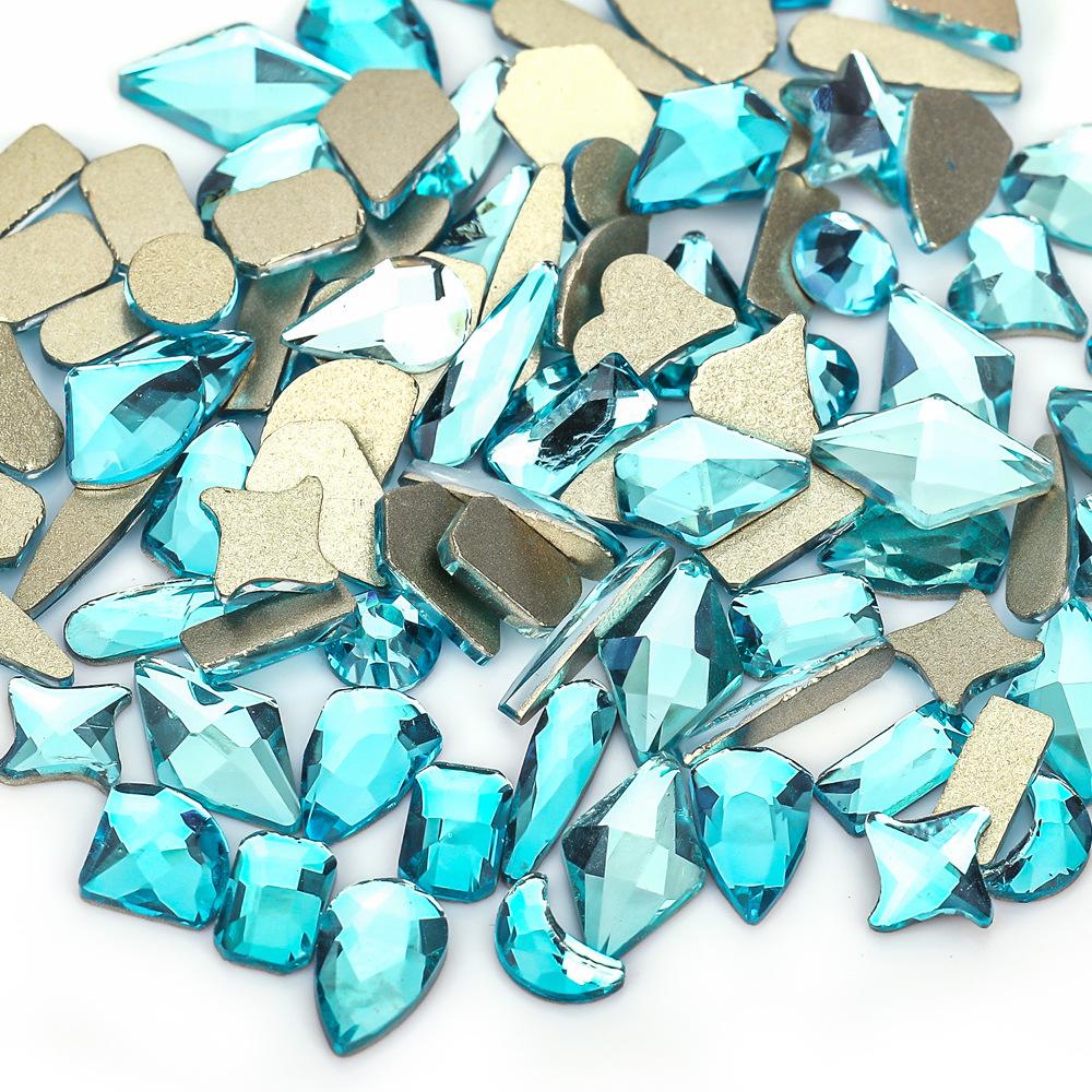 Mixed Nail Art Accessories Size Aurora Champagne Stained Glass Flat Bottom Special-Shaped Diamond Diy Nail Accessories