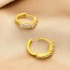 Gold Plated V-Shaped Zircon Huggie Hoop Earrings,  Small Paved Fashion Korean CZ Geometric Lightweight Minimalist Ear Jewelry