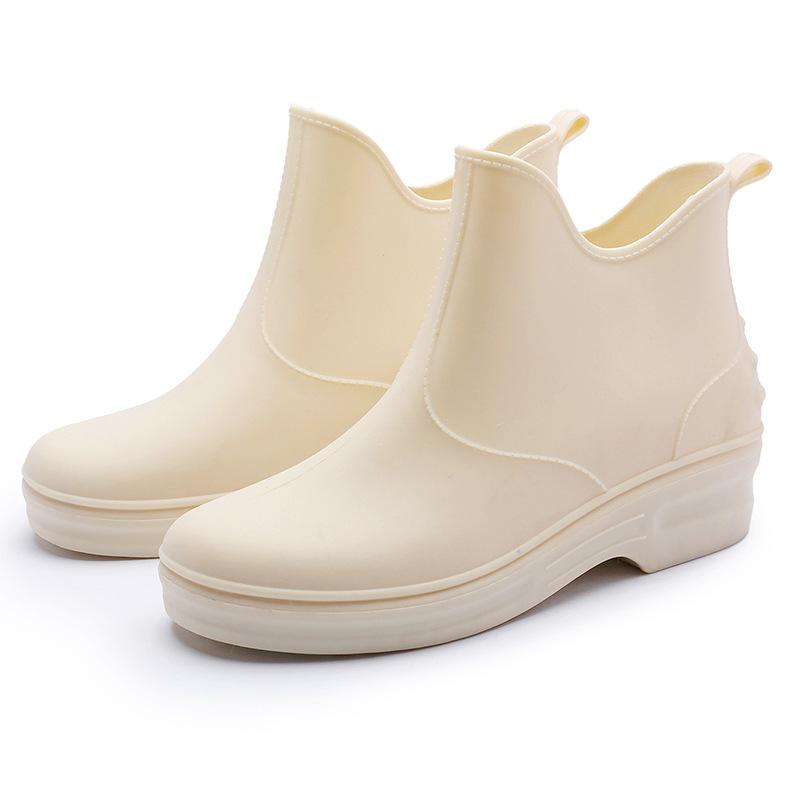 Low-top rain shoes women's fashion adult outdoor waterproof shoes kitchen short work water shoes warm non-slip glue shoes women