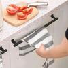 Single Pole Towel Rack Non Perforated Towel Hanging Rod Cabinet Kitchen Stainless Steel Racks Door Back Household Hanging Shelf