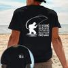 Fly Fishing Slogan Graphic Tee Men's Double-Sided Print Cotton Casual Short Sleeve T-Shirt