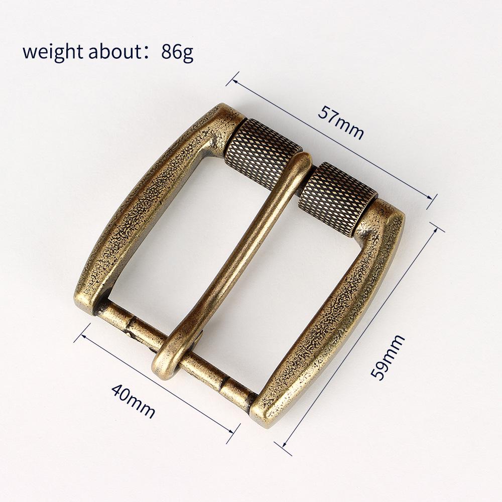 

Retro Distressed 40mm Solid Pure Copper Roller Buckle Men s Belt Accessory with American Style Linen Surface