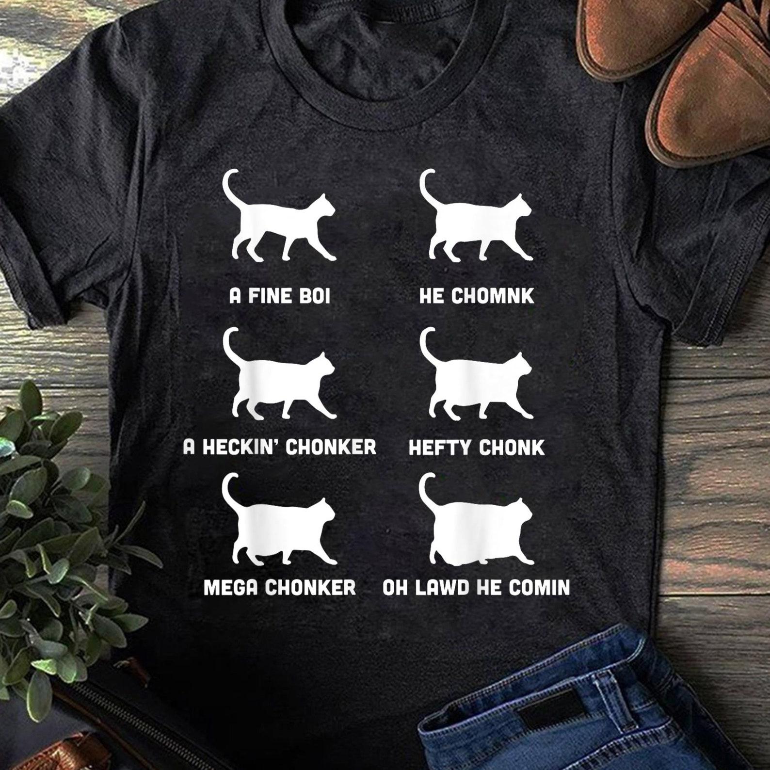 Funny Chonk Cat Chart T-Shirt - Meme Cat Lover Gift L