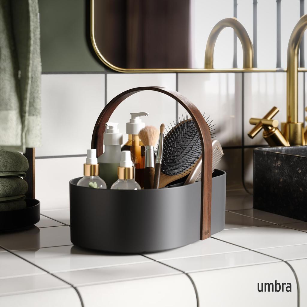Official Umbra Bellwood Kitchen Storage Caddy, Black/Walnut