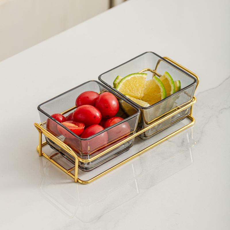 Light Luxury Glass Fruit Plate  Creative Household Living Room Snack Plate  Dried Fruit Snack Plate  Dessert Plate  Candy Plate  Fruit Plate