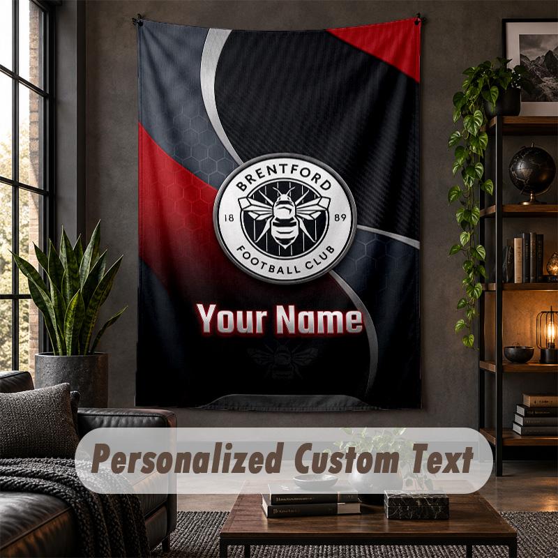 Wall Tapestry Brentford Football Print Custom Name Text Wall Hanging Home Decor