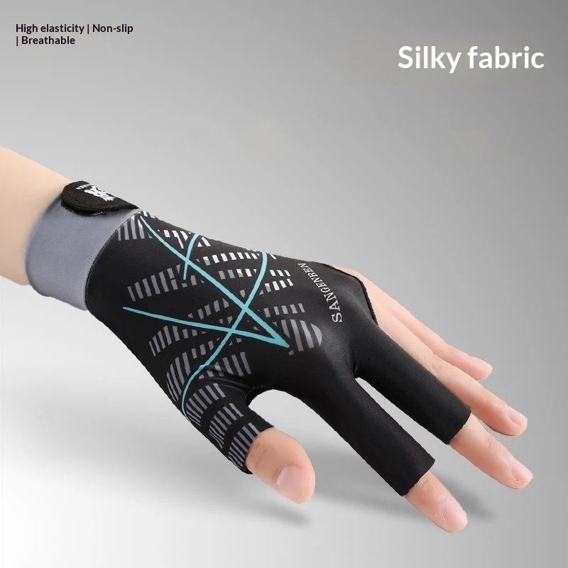 Breathable Soft Billiard Glove Anti-Slip Elastic Professional 3 Finger Fit for Indoor Billiard Sports Game Match Events