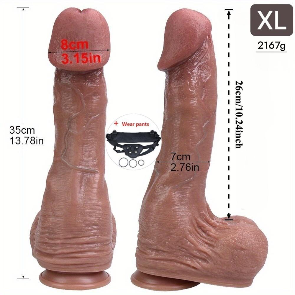 35cm Oversized Realistic Dildo, Huge Mushroom Head Soft Silicone Penis, 4 Colors Available, Wearable Harness Compatible, Lifelike Adult Toy
