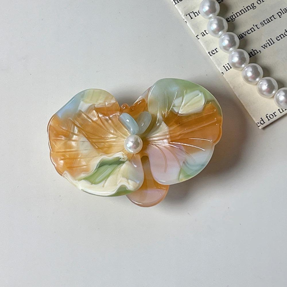 Side Clip Acetic Acid Hairpin Floral Korean Style Flower Duckbill Clip Butterfly Orchid Hair Accessories Fresh Barrettes