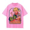 2026 Vintage Retro Girl Sewing Horror Graphic Washed T Shirt Dark Humor Spooky Casual Oversized Short Sleeve Streetwear Tee