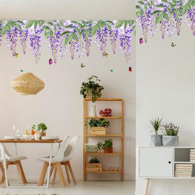 3pcs Wisteria Flowers Diy Wall Stickers Romantic Wallpaper Wall Mural For Living Room Bedroom Home