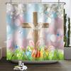 Spring Easter Shower Curtain Happy Rabbit Bunny Eggs Flower Garden Floral Holiday Waterproof Bathroom Shower Curtain With Hooks
