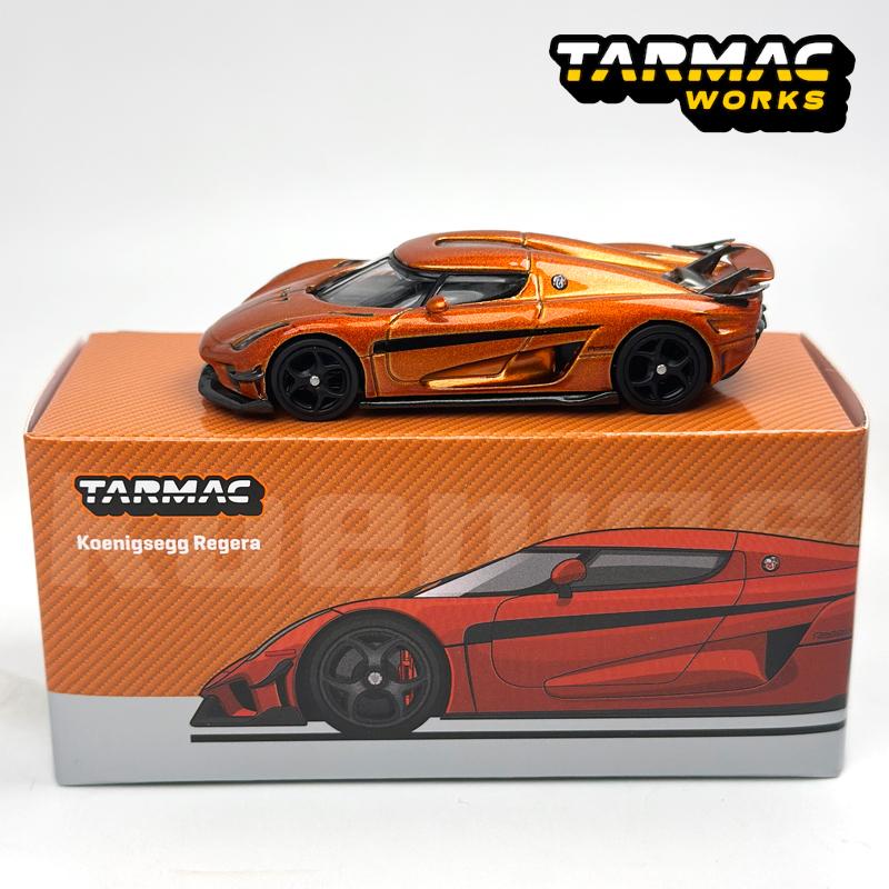 TW 1:64 Tarmac Works Koenigsegg Regera Orange Metallic Stripes alloy car model