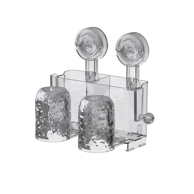 Suction Cup Toothbrush Storage Rack Bathroom Non-drilling Wall-mounted Washbasin Cup Toothpaste Mouthwash Cup Family Set