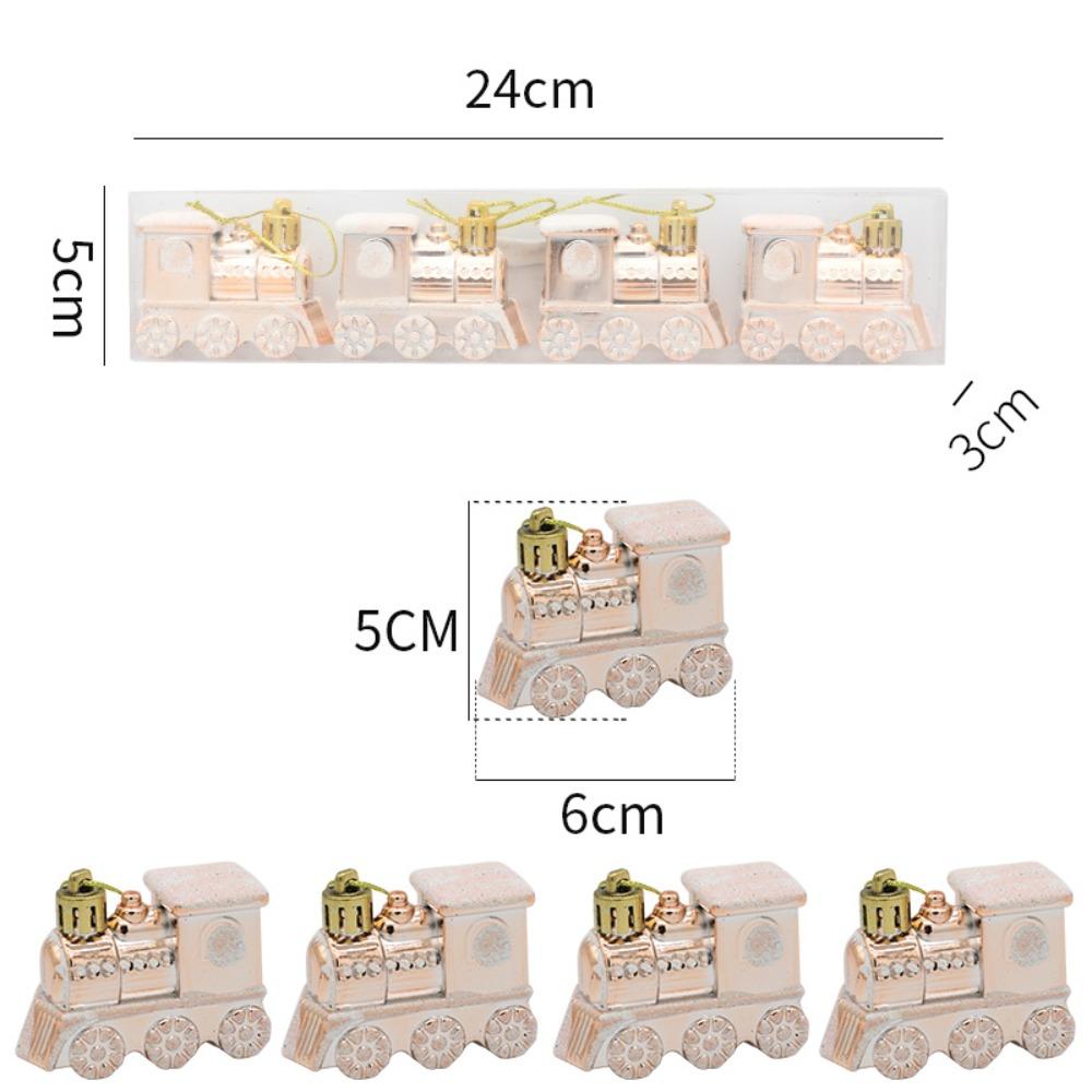 4PCS/Box Small Car Train Christmas Gifts Boxes Pendant DIY Crafts Painted Christmas Decorations