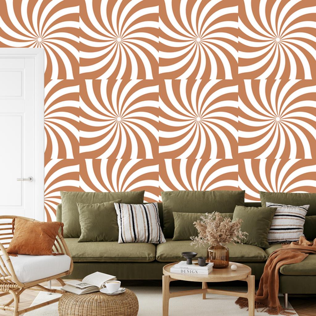 Hippie Background Wallpaper Orange, White and Cream 50x1000