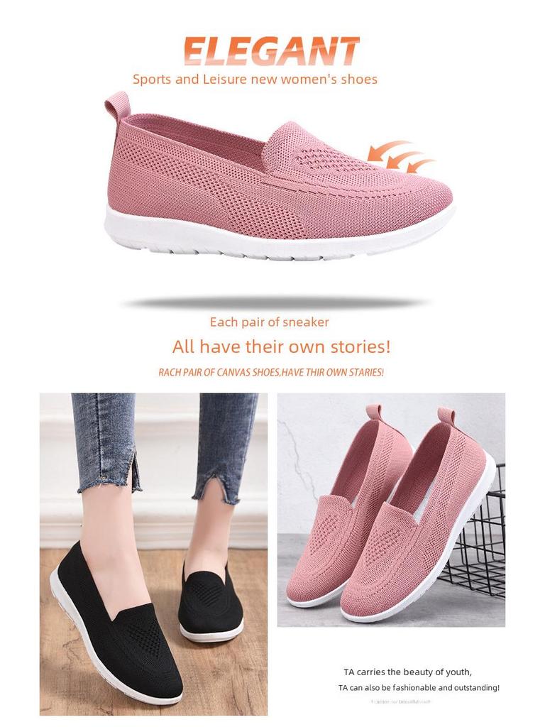 Damen 2025 Neue Alte Peking Stoffschuhe - Bequem, Weiche Sohle, Fliegendes Gewebe Freizeitschuhe für Mittelalte und Ältere