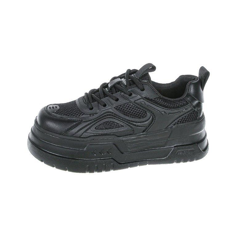

Muffin thick-soled inner height-increasing women s shoes 2025 new summer mesh breathable thin white shoes casual sports board shoes 40 чорний