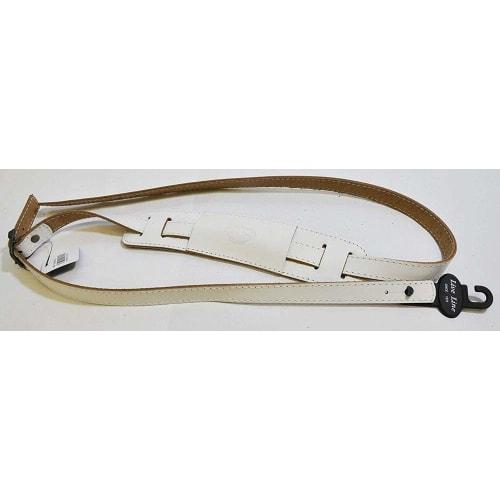 Live Line Retro Style Leather Guitar Strap with Stitching, White, LR45WHT