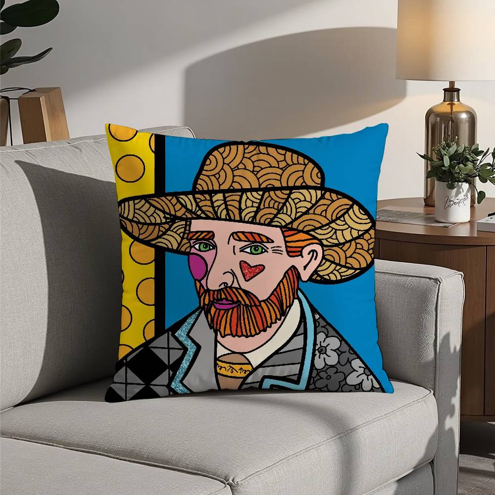 Romero B-Britto Art Pillow Case 3D Print Polyester Fiber 40*40cm Home Sofa Throw Decoration Festival Gift
