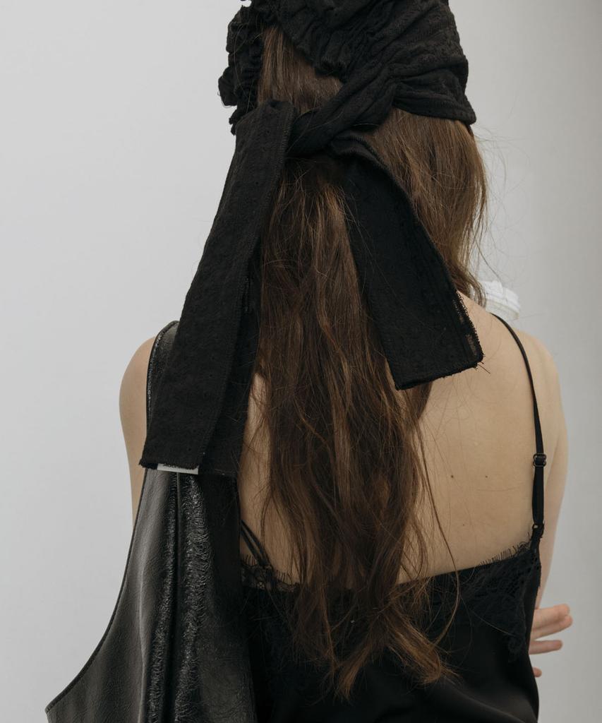 Nyuyogwogseu Punched Lace Bandana Scarf Hat_Black