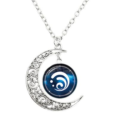 Genshin Impact Moon Necklace 7 Element Weapons Pendant Jewelry for Men Women Game Fans Gift