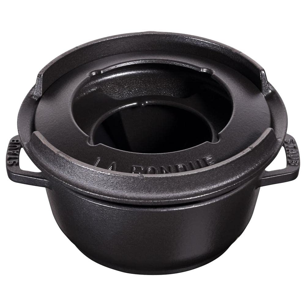 Staub "Black Fondue Set, 16cm" Cast Iron Enamel Pot [Official Japanese Product] Specialty 40511-970