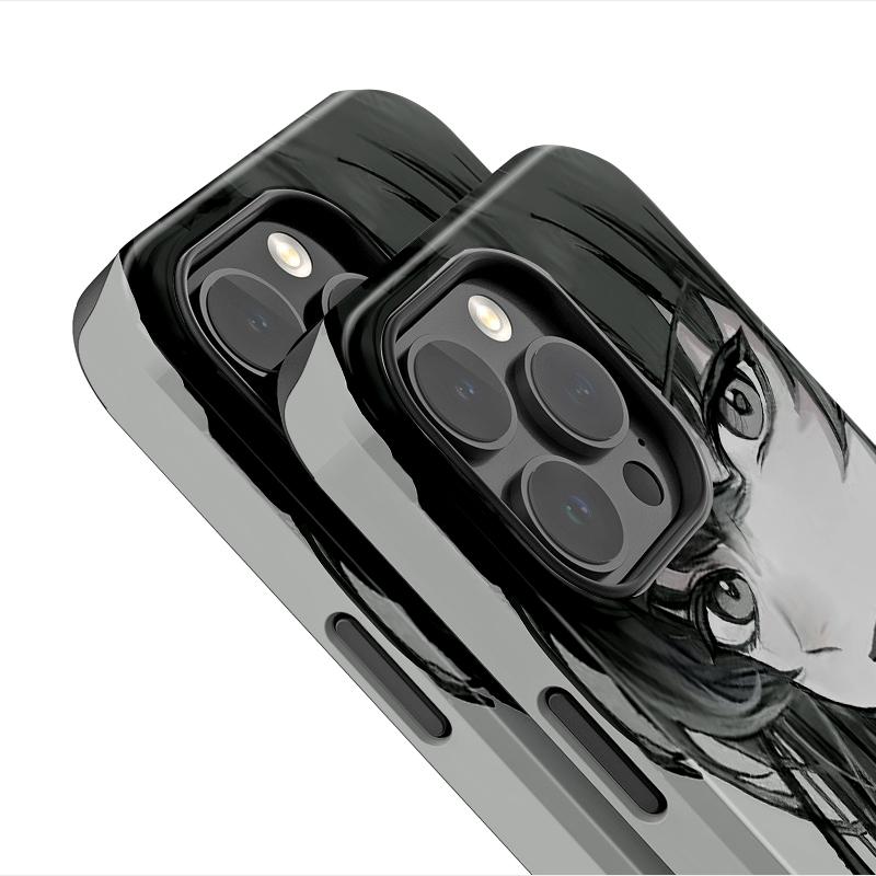 Sublimation Coated Glossy Phone Case Hard Plastic + Soft Shell Demon Slayer: Kimetsu no Yaiba Patterned Full Protective Back Cover for iPhone Samsung
