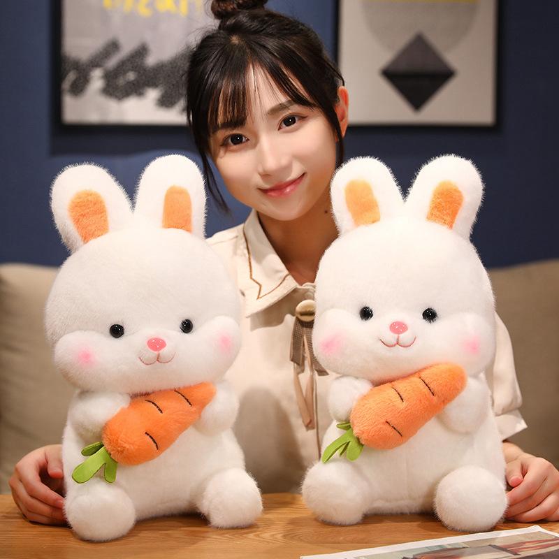 Cute Carrot Rabbit Doll Plush Toy Little White Rabbit Doll Girl Soothing Rag Doll Birthday Gift