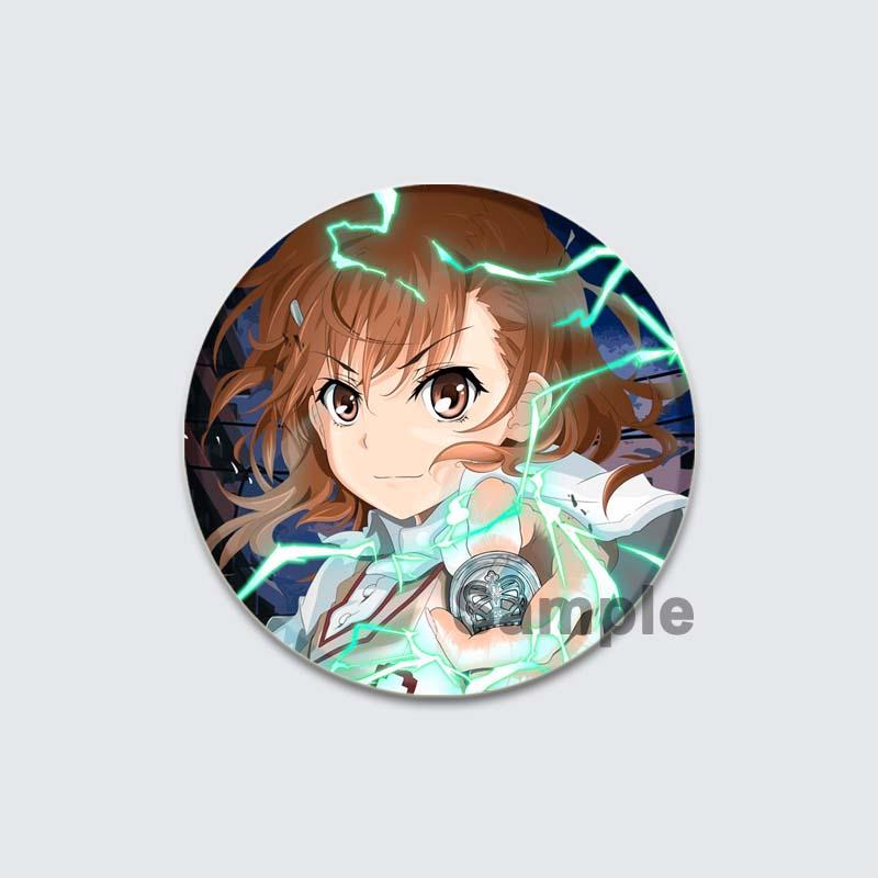 32/44/58mm A Certain Scientific Railgun HD Brooch Anime Badge Cartoon Figure Misaka Mikoto/Wannai Kinuho Round Display Pins Jewelry Gifts