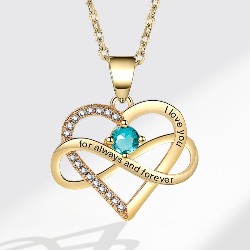 Fashionable Zircon Heart Large 8 I Love You Letter Necklace Women's Versatile Jewelry